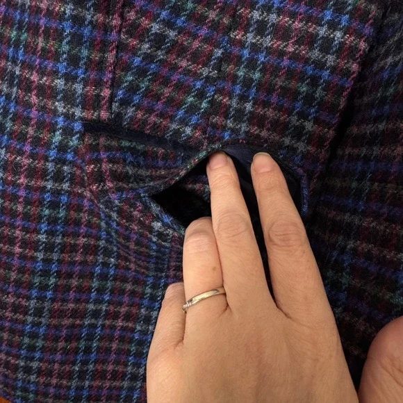 Talbots Mistletoe Plaid Shetland Wool Blazer Womens 12P Festive Eclectic Grandpa - Picture 5 of 11